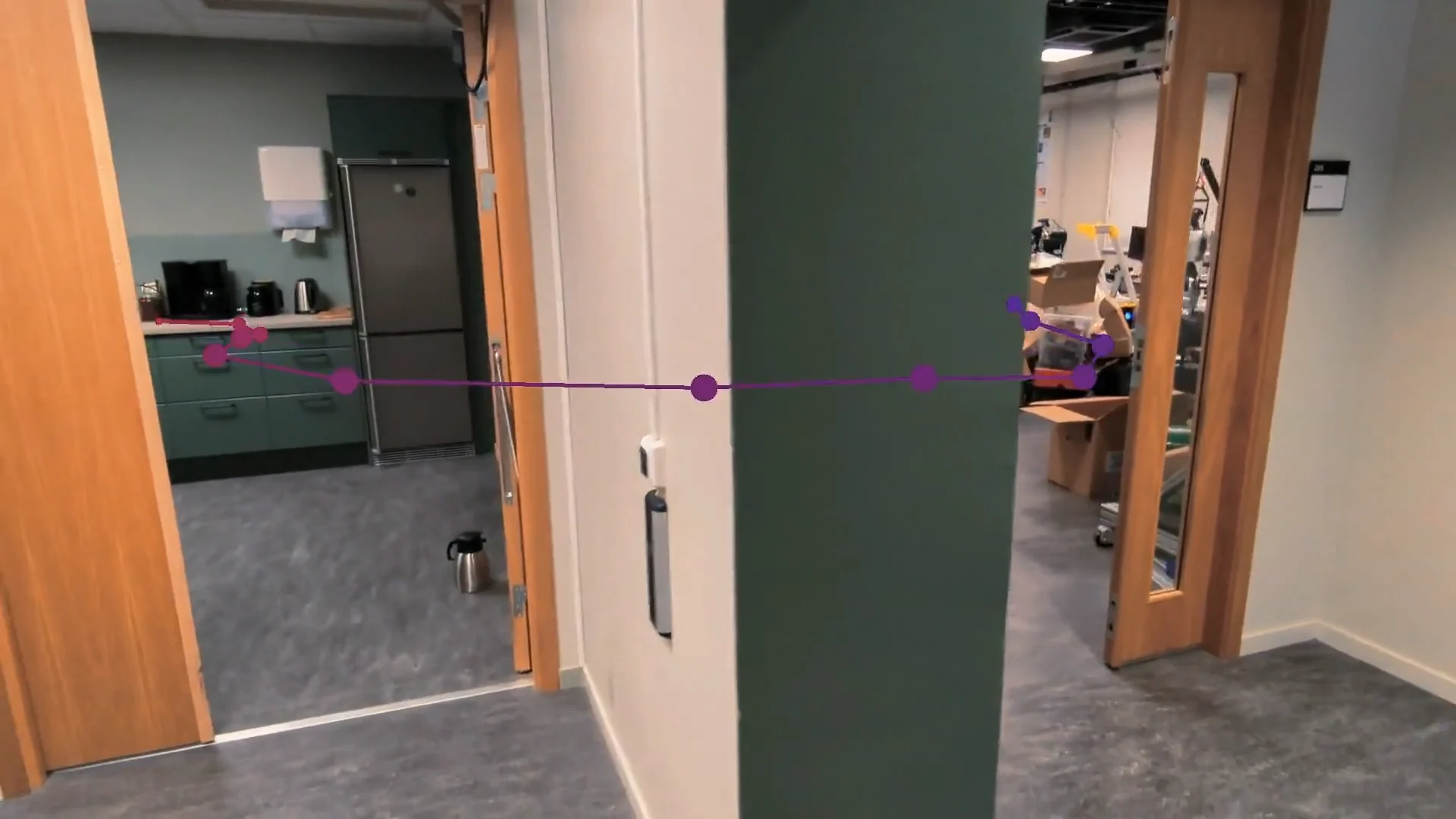 LoTIS reference-trajectory predictions overlaid on the robot's live camera image